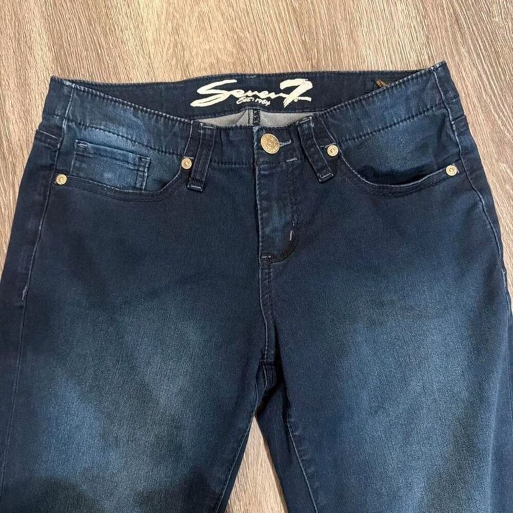 Seven7 low rise dark blue faded jeans